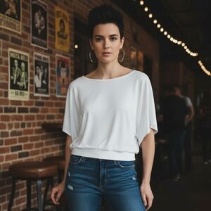 Chelsea & Theodore  White Batwing Top